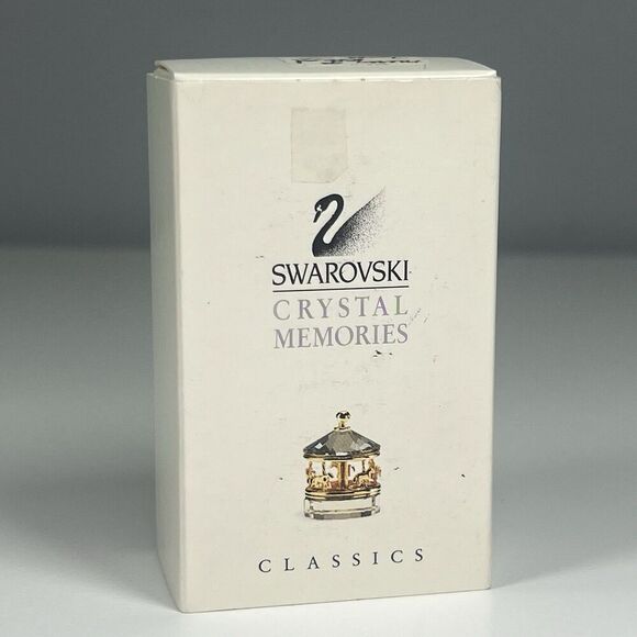 Swarovski Crystal & Gold Mini Carousel Orig. Box Vintage Retired Miniature 1" - Picture 4 of 6